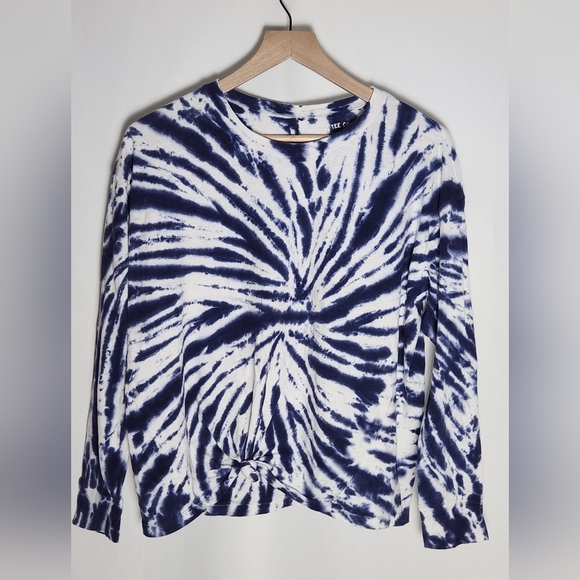 Aeropostale Navy and White Boyfriend Tee Long Sleeve Tye Dye Xs With Tie Accent - Picture 1 of 5